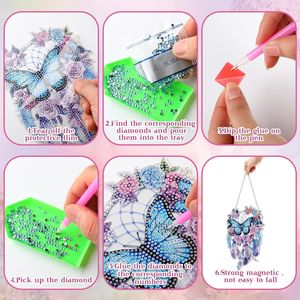 2 Pezzi Acchiappasole a Farfalla Viola, Kit Fai da Te per Pittura Diamantata, Acchiappasogni da Appendere con Diamanti per Finestre, per la Casa, per Adulti - Product Image 2