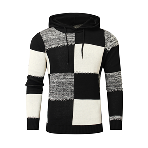 Pull à capuche en tricot uni pour homme, très vendu, en coton 100% doux et légèrement extensible, à manches longues, style décontracté streetwear - Product Image 6