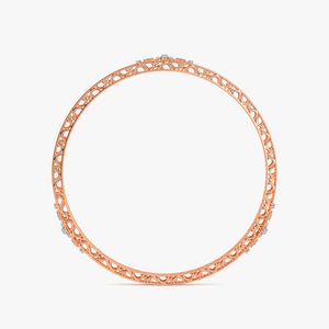 Rose Gold Lab Grown Diamond Floral Cluster Filigree Bangle - Product Image 1