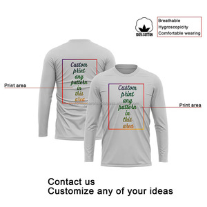 Camiseta de Manga Larga Unisex Personalizada para Hombre/Mujer, 100% Algodón Grueso de 220 Gramos, Lisa, con Bordado, Impresión de Logotipo, Diseño Holgado - Product Image 2