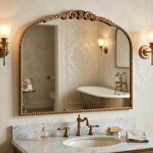 Miroir mural décoratif de salle de bain fait main, design Art Déco irrégulier, cadre en laiton traditionnel, épaisseur 4,0 mm - Product Image 2