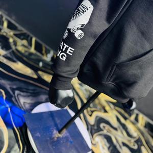 Sudadera con capucha para hombre de fabricantes de ropa, estilo urbano, con bordado y estampado, de peso pesado, con gráfico desgastado y lavado ácido - Product Image 4