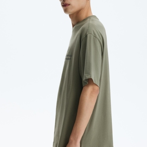 T-shirt en coton de haute qualité, coupe longue, manches courtes, col rond, uni, teint, vierge, surdimensionné, impression de logo, en promotion - Product Image 5