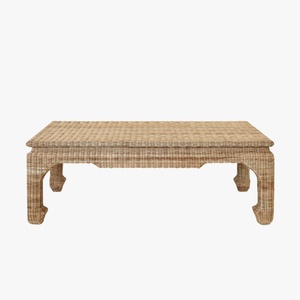 Table basse en rotin faite à la main, style côtier, mobilier moderne pour salon, plateau en osier, couleur naturelle - Product Image 2