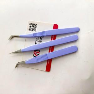 Ensemble de pinces professionnelles pour extensions de cils, antidérapantes, en acier inoxydable bleu, pinces à volume pour cils, logo personnalisé, couleur anti-magnétique - Product Image 4