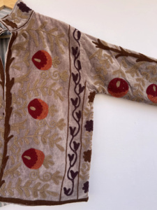 Velvet Suzani Bomber <b>Jacket</b> <b>Reversible</b> Hand Embroidered Boho Vintage Short Coat Free Size Ethnic Wear Floral Pattern Women - Product Image 5
