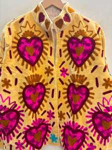 Adorned With Rich Heart Statement Handmade <b>Velvet</b> Suzani Jacket Embroidered Boho Festival Coat Uzbek Floral Duster Winter <b>Blazer</b> - Product Image 3