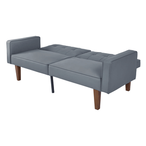 Sofá Futón Moderno de Estilo Mediados de Siglo, en Cuero PU, Ajustable y Reclinable, con Respaldo Acolchado y Patas de Madera y Metal, Sofá Cama - Product Image 3