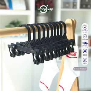 Lot de 10 cintres en plastique de 6 pouces avec pinces (sans coussinets en caoutchouc) – Organisateur de garde-robe durable moulé par injection – OEM disponible - Product Image 5