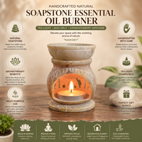Brûleur d'huiles essentielles artisanal en pierre ollaire naturelle |   Diffuseur d'aromathérapie chauffe-cire pour bougies chauffe-plat, pour la maison, le spa, la décoration et les cadeaux