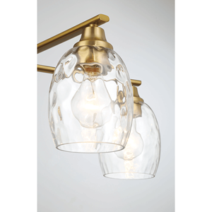 Lampadario Lineare Elegance a Cinque Luci 24"W X 8.5"H Finitura in Ottone Dorato con Pendenti in Vetro Trasparente - Product Image 5