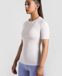 Round Neck Women's Compression Fitness Half Sleeve <b>Shirt</b> Breathable Spandex <b>Polyester</b> Gym-Wear & Running Digital Printing - Product Image 3
