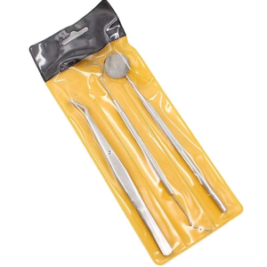 Ensemble de 3 instruments dentaires : miroir buccal, pinces en acier inoxydable, sonde coudée – Outils de nettoyage et de blanchiment des dents pour dentistes - Product Image 6