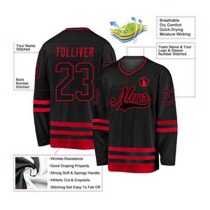 Maillot de hockey sur glace personnalisé, sublimé, brodé, uniforme d'équipe professionnel, respirant, anti-humidité, personnalisable - Product Image 5