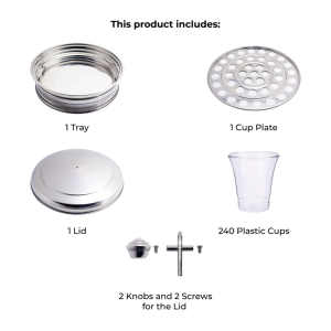 DELUXE Durable Dishwasher Safe Stainless Steel HOLY COMMUNION SET 160 CUPS FOUR <b>TRAYS</b> <b>MIRROR</b> FINISH POLISHED STABLE BOTTOM RING - Product Image 2
