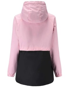 Women Windbreaker <b>Jacket</b> Hooded Lightweight Color Block Longline Drawstring Waterproof Outdoor Coat Pink Black - Product Image 5