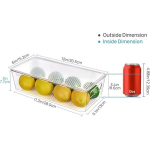 Fridge Organizer Bins 8-Pack Clear Stackable <b>Plastic</b> Storage <b>Containers</b> with <b>Lids</b> and Handles - Product Image 2