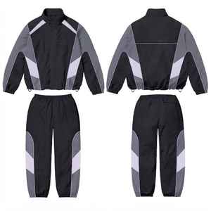 Custom <b>Men's</b> Windbreaker Tracksuit <b>Thermal</b> Print Embroidery Lightweight Zip Contrast Color 2 Piece Biker Sportswear OEM - Product Image 5
