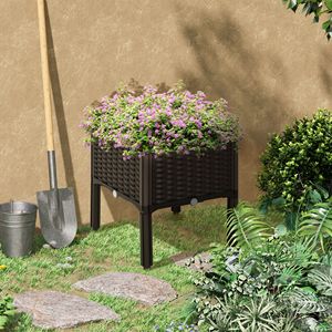 Kit Fai-da-Te per Aiuola Rialzata Autoirrigante 15x15 Marrone Smaltato dal Design Classico con Vasi in Plastica con Drenaggio - Product Image 2