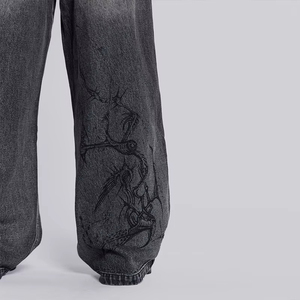Meilleurs pantalons en jean baggy pour hommes, style vintage imprimé et délavé, faible MOQ, service OEM, personnalisable - Product Image 4