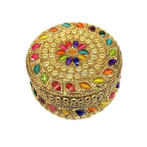 Boîte à bijoux artisanale festive en lac perlé pour cadeaux de Diwali, boîte à pilules décorative en lac perlé scintillant, organisateur de bijoux - Product Image 4