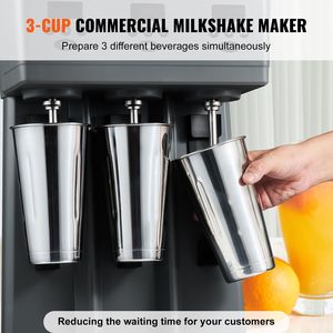 Frullatore Elettrico Commerciale a Tre Teste da 375W con LED e Microinterruttore Intelligente per Milkshake e Bevande - Product Image 3