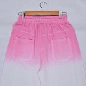 Gradient Color Wide Leg <b>Pants</b> Women Casual Loose Fit Drawstring Rhinestone Full Length Knitted Breathable <b>Summer</b> <b>Pants</b> Pockets - Product Image 3