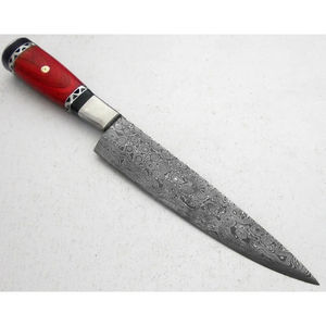 Couteau de chef moderne personnalisé fait main Burraq, lame en acier Damas de 7 pouces, épaisseur 3,0 mm, manche en bois, étui en cuir - Product Image 2