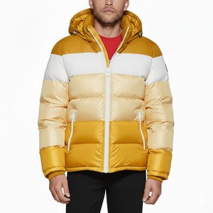 Chaqueta Acolchada para Hombre con Bloques de Color, Capucha Desmontable, Cierre de Cremallera, Cortavientos, Casual de Invierno, Ajuste Regular Grueso - Product Image 4
