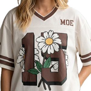 Jersey de Fútbol Americano con Diseño Floral y Número, Transpirable, Cuello en V, Ropa Deportiva, Uniforme de Equipo, Personalizado, OEM, Marca Privada - Product Image 2