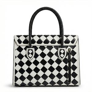 Bolso Bandolera de Cuero Genuino 100% con Patrón a Cuadros, Estilo Boho Vintage para Dama, Novedad 2026, Elegante - Product Image 2