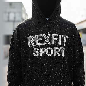 เสื้อฮู้ด Rexfit Sports แบบสั่งทำพิเศษ ประดับด้วยคริสตัล พิมพ์ลาย DTG ผ้าฝ้าย 100% เสื้อฮู้ดครอปปี้ ปักลาย เสื้อฮู้ดผ้าเฟรนช์เทอร์รี่ - Product Image 4