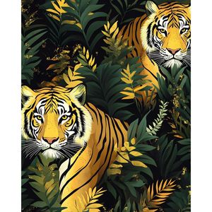 Papel Tapiz Autoadhesivo con Diseño de Tigre, Papel de Contacto con Hojas Verdes Vintage, Mural de Pared con Animales Tropicales, Vinilo Autoadhesivo Impermeable para el Hogar - Product Image 1