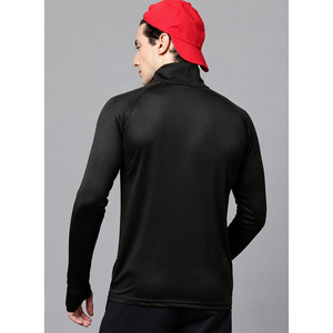 Polo à manches longues pour homme, noir, sportif, tricoté, séchage rapide, coupe classique, couleur unie - Product Image 4