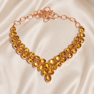 Natural Citrine Statement Necklace 925 Sterling <b>Silver</b> Rose Gold Yellow Gold Plated Handmade Gemstone Bib Necklace for Women Mom - Product Image 5