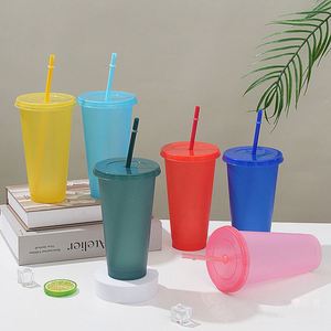 Vaso con Pajita de Gran Capacidad de 24 oz, Ligero, Duradero, Diseño Personalizado, Taza de Plástico con Tapa - Product Image 2