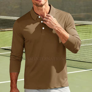 Light Weight <b>Slim</b> <b>Fit</b> <b>Men</b> Long Sleeves <b>Polo</b> <b>Shirts</b> Solid Color High Quality Long Sleeves <b>Polo</b> <b>Shirts</b> - Product Image 4