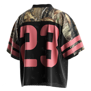 T-shirt surdimensionné personnalisé de style rétro streetwear pour hommes, coupe ample, maille respirante, coupe carrée, maillot de football américain - Product Image 3