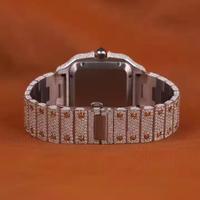 Reloj de Diamante Moissanite Personalizado en Oro Blanco con Esfera Redonda para Hombre, Edición Limitada, Mecánico, Corte Brillante Redondo, Reloj de Cuarzo