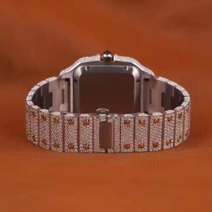 Reloj de Diamante Moissanite Personalizado en Oro Blanco con Esfera Redonda para Hombre, Edición Limitada, Mecánico, Corte Brillante Redondo, Reloj de Cuarzo - Product Image 2
