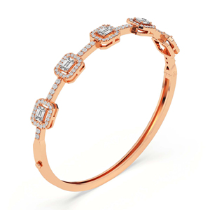 Luxury 2026 Trendy 10k/12k/14k/18k SOLID Gold Jewellery Emerald Embrace Lab Diamond Openable <b>Bangle</b> <b>Bracelet</b> For Women Wear - Product Image 6