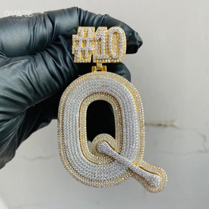 Joyería de Lujo Hip Hop Chapada en Oro para Hombre, Colgante Personalizado con Letra, Plata de Ley 925, Moissanita VVS, Número, Nombre, Inicial, Logotipo - Product Image 1