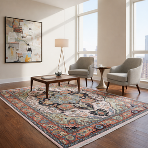 Alfombra Persa de Lana con Medallón, Tejida a Mano, Diseño Oriental Tradicional de Lujo - Product Image 3