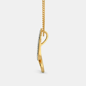 Yellow Gold Abstract Swirl Lab Grown Diamond Pendant Necklace - Product Image 2