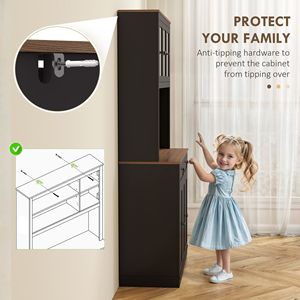 Mobile dispensa da cucina nero da 71 pollici con supporto per microonde, credenza con 2 cassetti e ripiani regolabili - Product Image 6