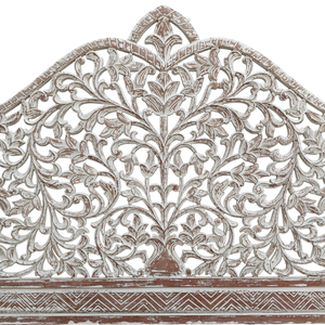 Tête de lit Queen en bois sculpté à la main, finition blanchie, style bohème côtier, en bois d'ingénierie, fixation murale, mobilier de chambre - Product Image 4