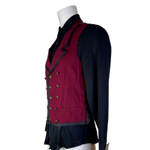 <b>GOTHIC</b> MEN'S WHOLESALE BURGUNDY RETRO VICTORIAN PIRAT STEAMPUNK VEST VAMPIRE STYLE OEM ODM - Product Image 3