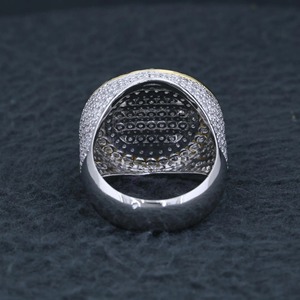 Round Pave Diamond <b>Ring</b> <b>for</b> <b>Men</b> Iced Out Two Tone Pinky <b>Ring</b> Hip Hop <b>Ring</b> Jewelry Large <b>Silver</b> Gold Statement Band Gift - Product Image 5