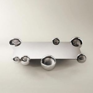 Wholesale Luxury <b>Silver</b> Rectangular <b>Tray</b> Bulk Hotel Serving Platter with Elegant Sphere Ornament Rim and <b>Mirror</b> Finish Polish - Product Image 5