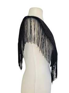 Luxury Gold Hand Embroidered Beaded Fringe Cape Blouse Designer <b>Sequin</b> Tassel Shoulder Collar <b>Top</b> for Wedding & Stage Wear - Product Image 3